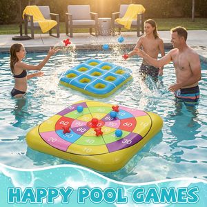 Oferta Especial: Juego de Piscina Inflable 2 en 1, Gigante Tic Tac Toe con Bolsas de Frijoles, Juguete Acuático Flotante de Doble Cara, Plegable para Verano - Product Image 5