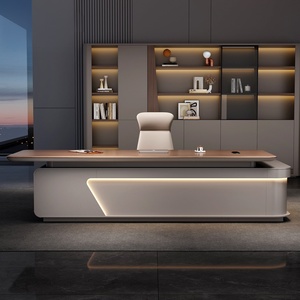Conjunto de Muebles de Oficina de Diseño Moderno, Escritorio <span class=keywords><strong>Ejecutivo</strong></span> y Silla, Muebles de Oficina Modulares de Madera en Forma de L, Juego de Mesa y Silla - Product Image 2