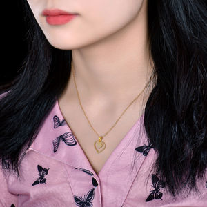 Plaqué or 18 carats Zircon Dainty Layered Double Heart Design Pendentif Collier Bijoux en argent sterling 925 <span class=keywords><strong>pour</strong></span> femmes - Product Image 5