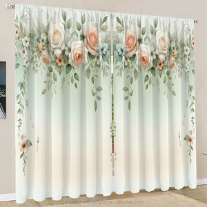 Rideaux <span class=keywords><strong>de</strong></span> cuisine floraux <span class=keywords><strong>pour</strong></span> fenêtres Farmhouse Cafe Rideaux Country Botanic Small Window Rod Pocket Rustic for Laundry Bathroom - Product Image 2
