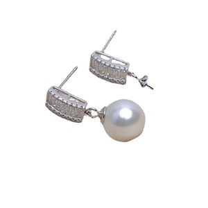 Boucles d'oreilles carrées en argent S925 pour femme JG5364, boucles d'oreilles baroques en diamant, perles DIY, accessoires, composants de bijoux - Product Image 5