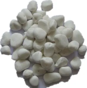 light grey white marble granite machine made paving decoration round pebbles gravels garden pool cobble stones