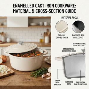 Vente en gros de casseroles en fonte émaillée E-Top casseroles personnalisées en fonte antiadhésive de haute qualité Dkm Tencere Marmite Ollas De Cocina - Product Image 4