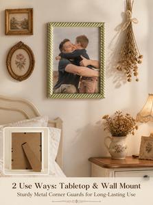 Twisted Rope Embossed Olive Green <b>Photo</b> <b>Frame</b> <b>6</b> <b>x</b> <b>8</b> in Tabletop and Wall Mount Picture <b>Frame</b> Decorative Plastic <b>Frame</b> - Product Image 4
