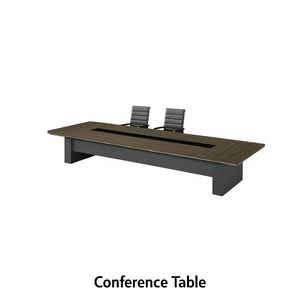 Tavolo da Conferenza in Impiallacciatura di Noce con Gambe in Metallo Grigio Ferro, Rettangolare, Arredamento Ufficio Contemporaneo per 8 Persone, Resistente - Product Image 1