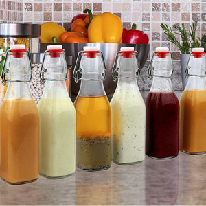Bouteille en verre à bascule 1 litre/<span class=keywords><strong>33</strong></span> oz, bouteille transparente pour brassage à bascule avec bouchon pour boissons, huile, vinaigre, <span class=keywords><strong>bière</strong></span> - Product Image 5