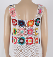 Gaun Vest Rajut Bunga Crochet Chic Hook dengan Rumbai, Model Longgar untuk Wanita, Gaun Tanpa Lengan Rajutan untuk Musim Panas