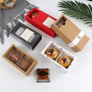 Vente en gros de biscuits, cadeau alimentaire, Macaron, lune, gâteau, boîte d'emballage avec fenêtre givrée, pâtisserie, jaune d'œuf, boîte en papier croustillant