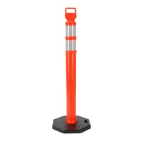 Poteau de signalisation routière flexible réfléchissant en PE de 1250 mm avec base en caoutchouc noir pour la sécurité routière