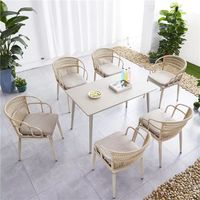 Ensemble multifonctionnel haut de gamme de style européen pour extérieur : table basse de jardin, chaise en rotin pour patio et balcon