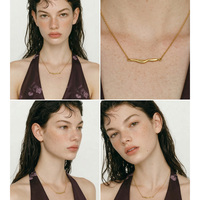 JINYOU 3356 Collar con Colgante Minimalista de Acero Inoxidable, Cadena Delicada Irregular, Joyería de Verano para Mujer