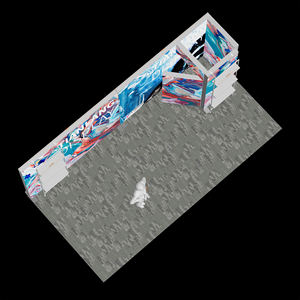 Stand de Exhibición Mega Corner Personalizado de 6*3M, Pantalla con Caja de Luz SEG, Panel Trasero Multipanel con Gráfico de Textura de Mármol con Diseño de Olas Oceánicas - Product Image 3