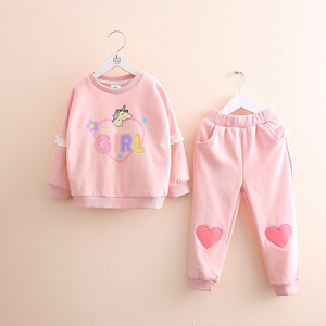 Ensemble 2 pièces pour <span class=keywords><strong>fille</strong></span>, style décontracté d'automne, <span class=keywords><strong>licorne</strong></span> de dessin animé, <span class=keywords><strong>pull</strong></span> et pantalon en coton respirant - Product Image 5