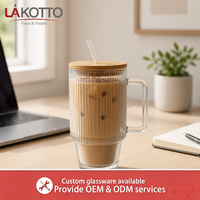 Mug en verre sodocalcique LAKOTTO avec couvercle en bois, logo personnalisé, OEM, idéal pour le bureau, les fêtes, coffret cadeau, best-seller, réutilisable, approvisionnement en gros