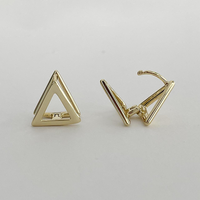 Boucles d'oreilles minimalistes 2025 en or 14 carats hypoallergéniques, à double couche, avec fermoir à levier, en forme de prisme triangulaire, à clipser