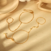 Étanche Sans Ternissure Vintage Simple Diamant Main Bijoux 18K Plaqué Or 316L En Acier Inoxydable Doigt Chaîne Bracelets