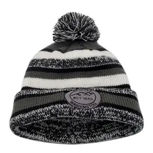 Çocuklar örgü bere özel logo kap kış sıcak sarkık şapka şapka kız erkek kayak şapkası toque pom pom nakış yama toptan