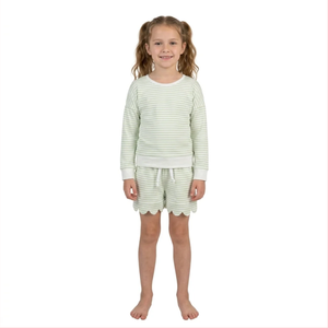 Conjunto de Camiseta sin Mangas a Rayas y Pantalones Cortos con Volantes para Niñas Longlv, Spandex/Poliéster, Conjuntos de Ropa Casual Ecológica - Product Image 5