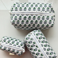 Pochette de maquillage en coton écologique grande taille à la vente chaude matelassée pour sac Design patchwork vintage Vente en gros Sac de voyage cosmétique
