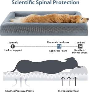 Cama ortopédica impermeable Reversible de lujo para perros, forma rectangular con cubierta lavable extraíble, camas para mascotas de cartón para perros grandes - Product Image 5