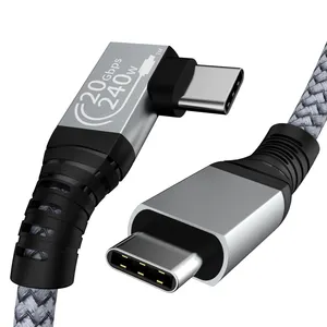 Kabel kepang nilon 5A pengisian daya cepat, kabel transmisi kecepatan tinggi 20Gbps untuk Audio Video Cast kabel USB 3.2