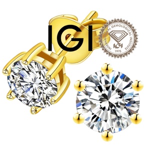 IGI Certified Lab Grown Filled Diamond Solitaire <b>Stud</b> 18K Solid Gold 1Ct Round Brilliant Cut Earrings High Quality Jewelry - Product Image 1