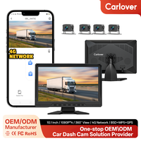 Dashcam 4G 4-Kanal untuk Truk/Mobil dengan WiFi BSD MP5 Monitor Jarak Jauh 1080P GPS Penglihatan Malam Layar Sentuh Perekam Video