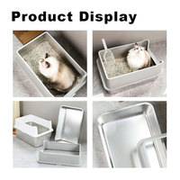 Personnalisation en gros grand espace élargissement nettoyage manuel pour animaux de compagnie amovible bac à litière pour chat en acier inoxydable
