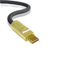 Cable de Carga Doble Tipo C Personalizado, Cable de Datos con Carga Rápida PD, Revestimiento Metálico Chapado en Oro y Trenzado de Nailon para Teléfono y Portátil Tipo C