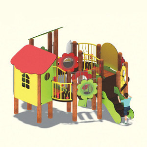 Moétrie utilisé garderie équipement de terrain de jeu coloré en bois en plein air structure de jeu pour jardin d'enfants - Product Image 3