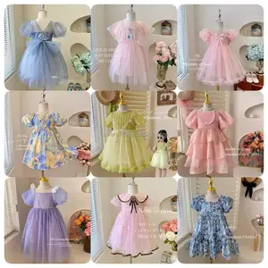 Nuevo vestido de princesa para niños, Vestido corto floral para niñas, vestido de fiesta sin espalda de encaje, niñas de 2 a 14 años, venta al por mayor