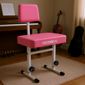 Banco de piano de 5 plazas con respaldo, altura ajustable, silla musical rosa para práctica de teclado y piano - Product Image 2