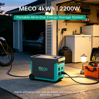 Générateur d'énergie portable MECO 2200W 4KWh avec batterie LiFePO4, station d'énergie solaire 4019Wh, onde sinusoïdale pure pour chantier