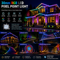 Module de lumière LED RGB 30 mm WS2811 UCS1903, adressable numériquement, étanche, guirlande lumineuse LED pour décoration extérieure