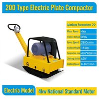 Compacteur de plaques électrique compact Heartripples modèle 200, moteur 4 kW, machine portative pour la construction et l'entretien routier