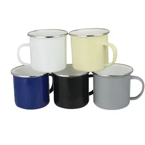 Feimefeiyou — tasse à thé au lait en acier émaillé, simple, moderne et personnalisable, 12oz, noire, pour voyage, réutilisable, 2021