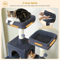 Arbre à chat de luxe moderne et spacieux avec poteaux à gratter en sisal, perchoirs en peluche et hamac pour chats d'intérieur