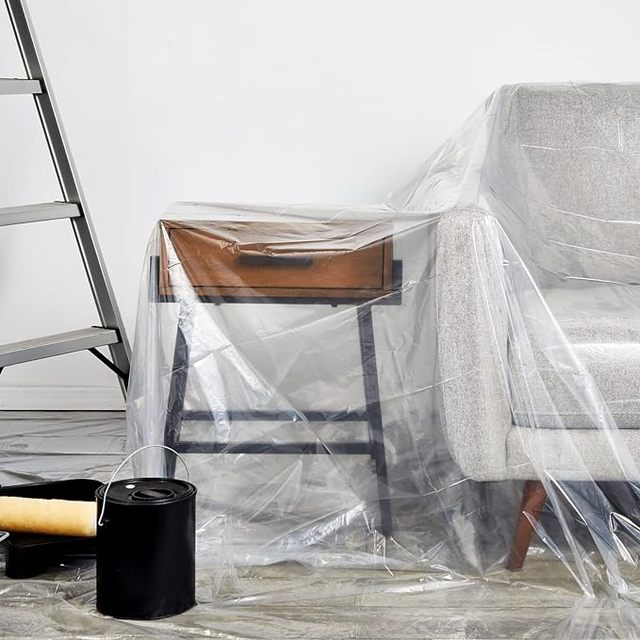 Waterproof Dust Cover Disposable Tarp Plastic Drop Cloths Sheet Painting Drop Protection Film for Couch Furniture Floor Wall