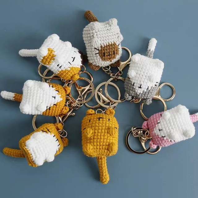 Crochet Animal Keychains Cute Pendant Knit Handmade Cuddle Toys Gift Key Chain Accessories Bag Ornaments Animal Key Chain