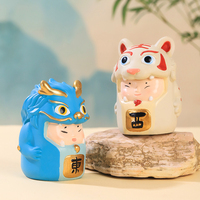 Lot de Figurines des Quatre Bêtes Divines en Résine – Décoration Feng Shui Chinoise pour Bureau et Maison – Ornement Porte-Bonheur de Collection – Idéal Cadeau