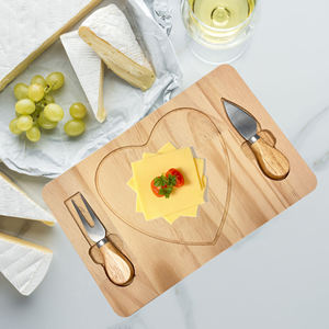 Tabla de servir de madera rectangular y juego de cuchillos de acero inoxidable, tabla de quesos y bandeja de regalo de herramientas para servir <span class=keywords><strong>pizza</strong></span> - Product Image 4