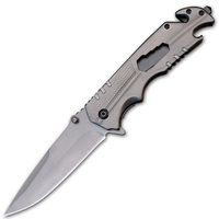 Cuchillo Plegable de Acero Inoxidable 5Cr13 de Grado Industrial Personalizable, Mango de Acero, para Campamento, Supervivencia, Caza, 230 mm