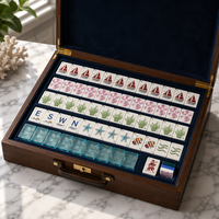 Büyük Boy Nakliye 7 Gün 160 Parça UV Dayanımlı Çevre Dostu Okyanus Temalı Mahjong Seti Deniz Kabuğu Yelkenli Tasarımlı Aqua Mermer Karolar