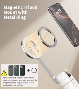 Trípode Magnético para Selfies <span class=keywords><strong>con</strong></span> Soporte de Viaje Compatible <span class=keywords><strong>con</strong></span> MagSafe de Aluminio, Control Remoto de Carga Metálico, Anillo de Soporte para Teléfono - Product Image 2