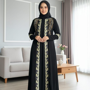 Vestido Abaya Árabe Tradicional para Mujer, Estilo Largo y Modesto, Vestidos Casuales de Noche, Ropa para el Hogar, Estilo Dubái, para Uso Diario Informal - Product Image 1