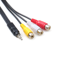 Câble convertisseur audio coaxial blindé tressé nickelé 3,5 mm 4 pôles stéréo mâle-mâle pour lecteur DVD