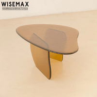 WISEMAX FURNITURE Table basse contemporaine irrégulière pour hall d'entrée, bureau, projet hôtelier, table à thé en verre brun pour hôtel, villa