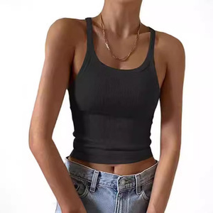 Gilet d'été pour <span class=keywords><strong>femme</strong></span> avec bretelles et gilets européens et américains, gilets fins avec nombril exposé, hauts en soie de lait - Product Image 5