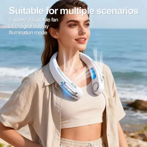 Ventilateur de cou haute vitesse avec logo personnalisé, rechargeable, portable, sans lame, avec LED, pour le vélo, la randonnée, le camping, climatiseur de cou - Product Image 6