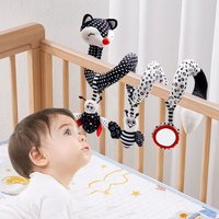 Jouet spirale noir et blanc à contraste élevé pour berceau de bébé avec clochettes, jouet sensoriel en peluche à suspendre pour poussette et lit de bébé
